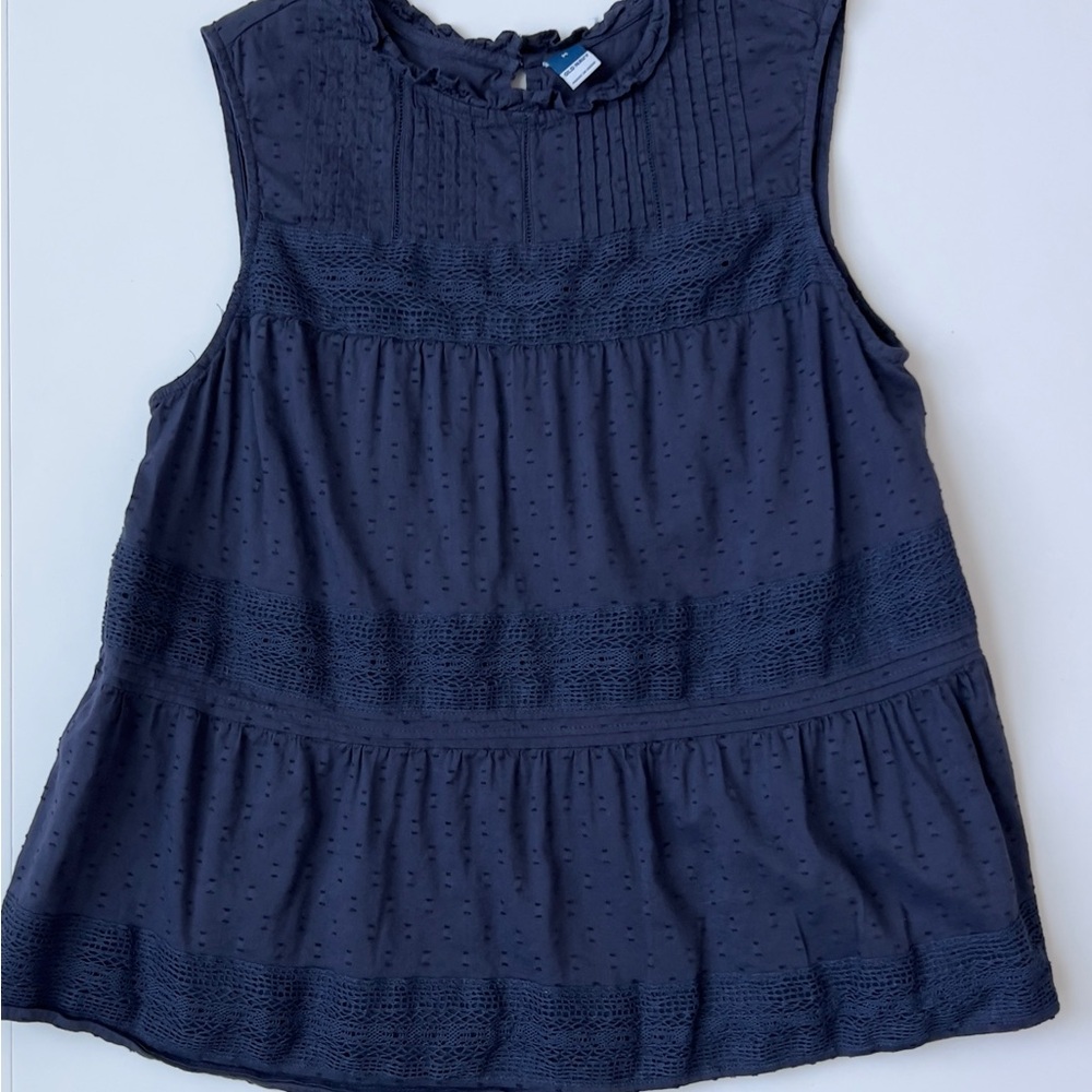 Sleeveless Navy Blue Blouse